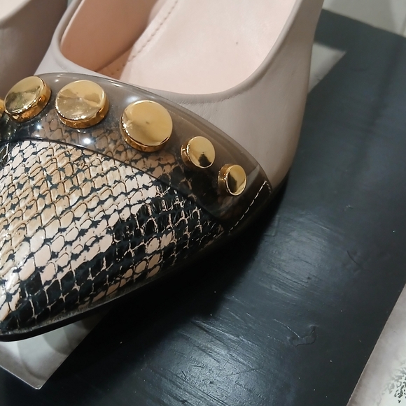 $385 AGL Leather Mila Cap Toe Pump Block Heel Shoes Sz 35.5/ 5.5US Made In Italy - Picture 6 of 13